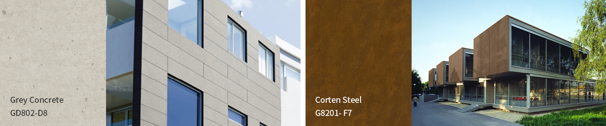 Grey Concrete GD802-D8, Corten Steel G8201- F7